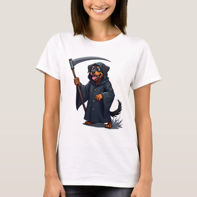 Grim Reaper Rottweiler Dog T-Shirt (Front)