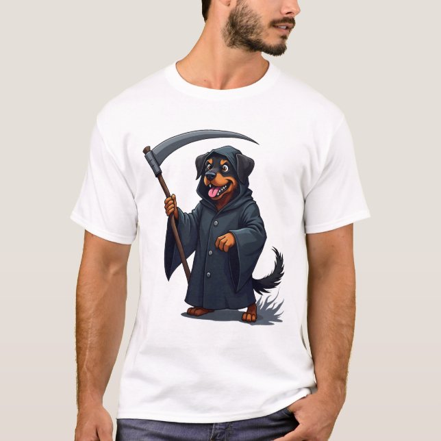 Grim Reaper Rottweiler Dog T-Shirt (Front)