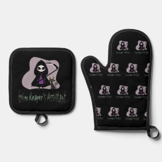 Grim Reaper’s Assistant cute grim reaper Oven Mitt & Pot Holder Set