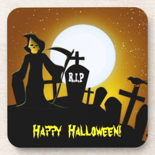 Grim Reaper Scary Halloween Coaster