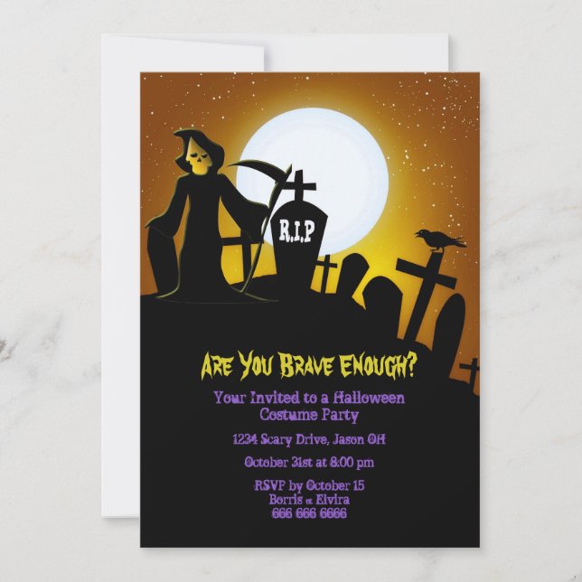 Grim Reaper Scary Halloween Party Invitation (Front)
