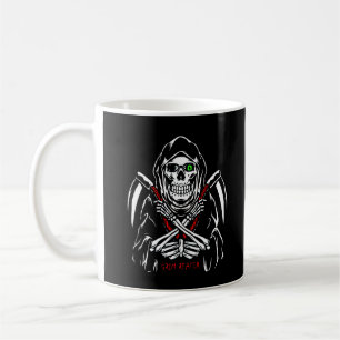 Grim Reaper Scythe Death Skeleton Bones Halloween Coffee Mug