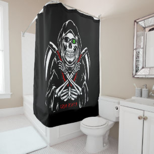 Grim Reaper Scythe Death Skeleton Bones Halloween Shower Curtain