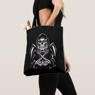 Grim Reaper Scythe Death Skeleton Bones Halloween Tote Bag