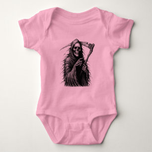Grim Reaper Scythe Halloween Gothic Dark Arts Baby Bodysuit
