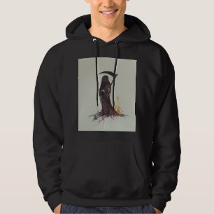 Grim Reaper Scythe Hoodie - Spooky Death Design.
