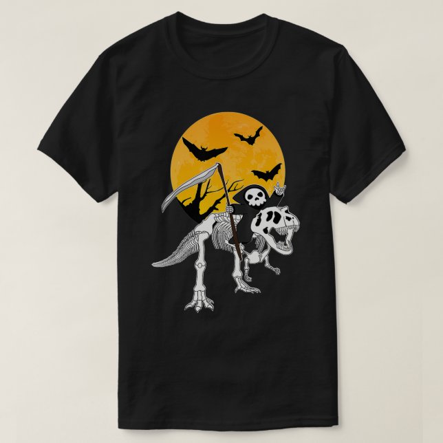 Grim Reaper Scythe riding Skeleton TRe Paranormal  T-Shirt (Design Front)