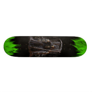 Grim Reaper Skateboard with Green Flames