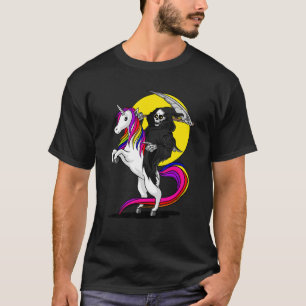 Grim Reaper Skeleton Death Riding Unicorn Hallowee T-Shirt