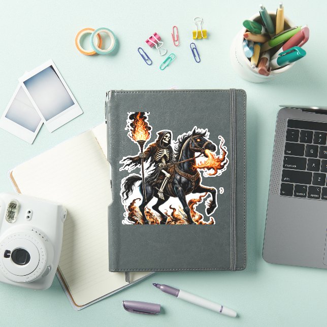 Grim Reaper Skeleton Riding Horse Flames (iPad Cover)