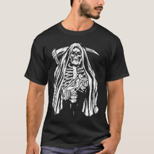 Grim Reaper Skeleton Spooky Goth Halloween Costum T-Shirt