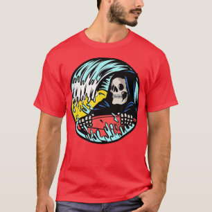Grim Reaper Skeleton Surf Surfing T-Shirt