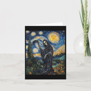 Grim Reaper Skeleton - Van Gogh Style - Starry Nig Card