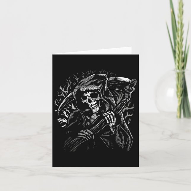 Grim Reaper Skull Death Scythe Dead Gothic Horror  Card (Front)