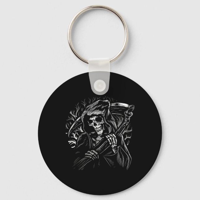 Grim Reaper Skull Death Scythe Dead Gothic Horror  Key Ring (Front)