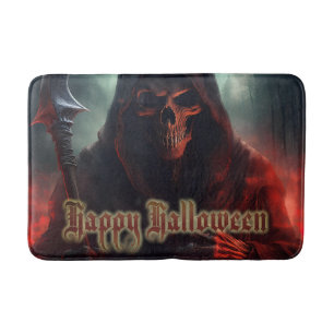 Grim Reaper Skull Halloween Spooky Art Bath Mat