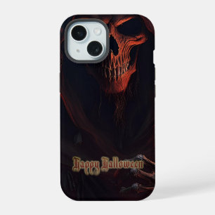 Grim Reaper Skull Halloween Spooky Art iPhone 15 Case