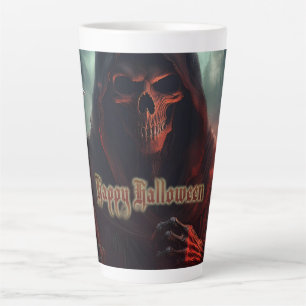 Grim Reaper Skull Halloween Spooky Art Latte Mug