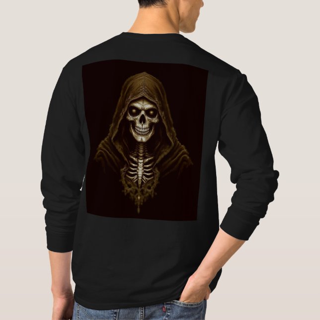 "Grim Reaper Skull Long Sleeve T-Shirt - Gothic Sk (Back)