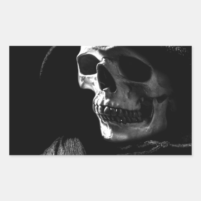 Grim Reaper Skull Rectangular Sticker (Front)