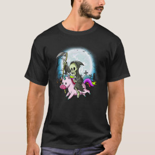 Grim Reaper Skull Riding Unicorn Death Unicorn Hal T-Shirt