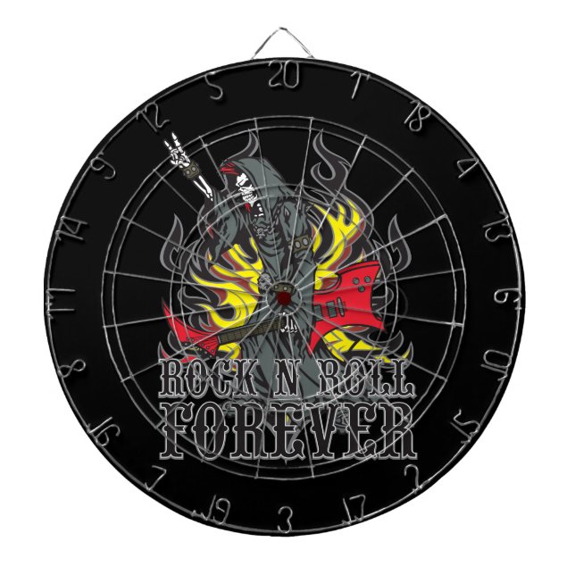 Grim Reaper Skull Rock and Roll Music Dartboard (Front)