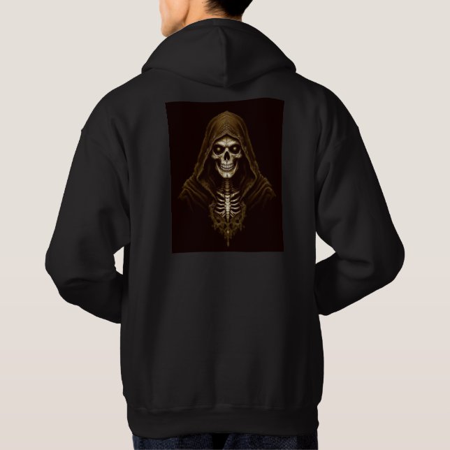 Grim Reaper Skull Skeleton Death Hooded Sweatshirt (Back)