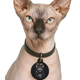 Grim Reaper Sphynx Cat Funny Personalize Pet Tag