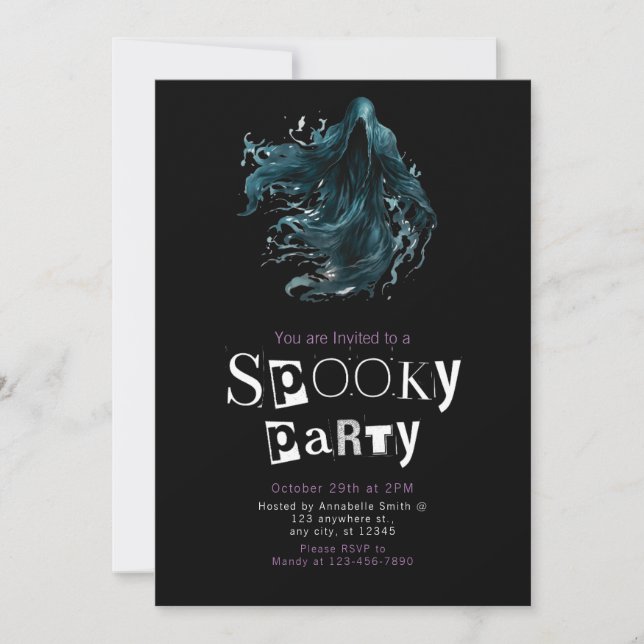 Grim Reaper Spooky Halloween Party Invitation (Front)