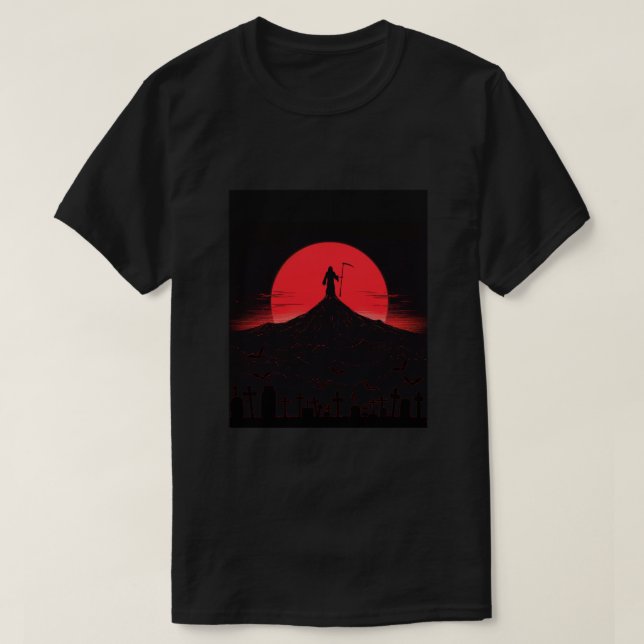 Grim Reaper Sunset Silhouette T-Shirt (Design Front)