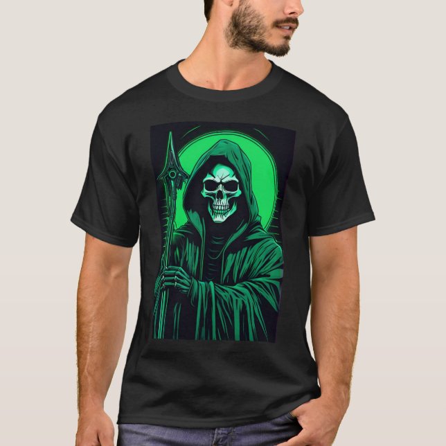 Grim Reaper T-Shirt – Gothic Grim Reaper Skull Dea (Front)