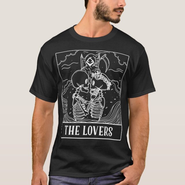 Grim Reaper The Lovers Tarot Card Men Women T-Shirt (Front)