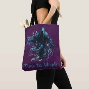 Grim Reaper Time to Work Dark Purple Halloween Tote Bag