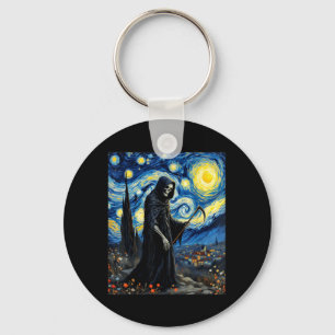 Grim Reaper Van Gogh Starry Night Inspired Gothic Key Ring