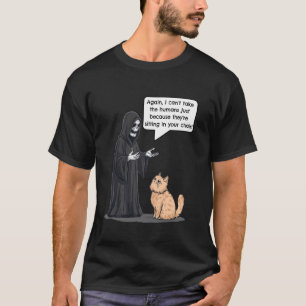 Grim Reaper vs Cat Hilarious Kitten Joke T-Shirt