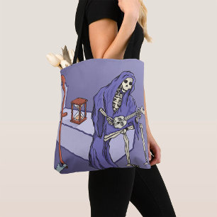Grim Reaper Waiting with Hourglass Tote Bag