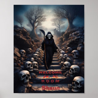 Grim Reaper Welcome To My Room Customisable  Poster