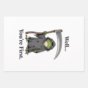 Grim Reaper Well You Are First Halloween   Wrapping Paper Sheet