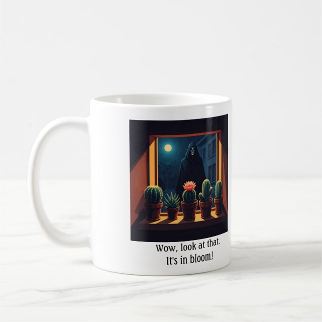 Grim Reaper window sill cactus mug (Left)