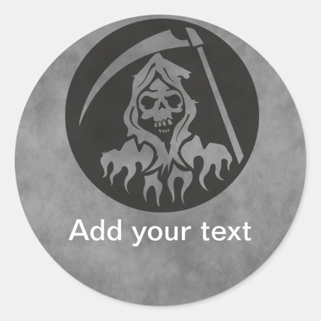 Grim Reaper with Scythe Classic Round Sticker (Front)