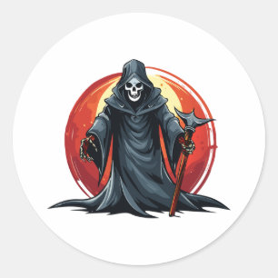Grim Reaper with scythe death Classic Round Sticker
