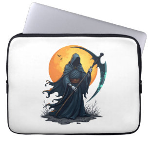 Grim Reaper with Scythe – Scary Halloween Shirt Laptop Sleeve