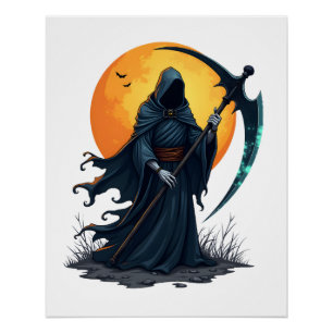 Grim Reaper with Scythe � Scary Halloween Shirt Poster