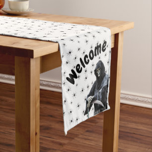 Grim Reaper with Spiders Welcome You Long Table Runner