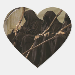 Grim Reapers Waiting For You Heart Sticker