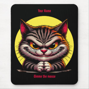 Grimacing Cat in the Moon Mouse Mat