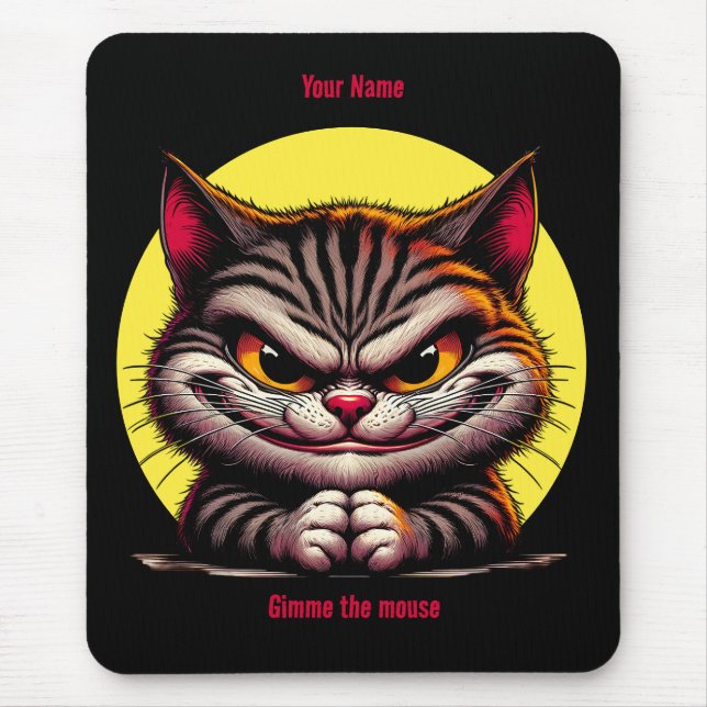 Grimacing Cat in the Moon Mouse Mat (Front)