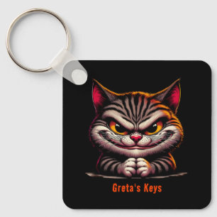 Grimacing Cat Key Ring