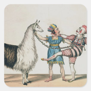 Grimaldi and the Alpaca, in the Popular Pantomime Square Sticker