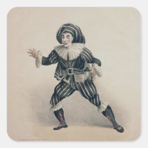 Grimaldi as Scaramouche, from the Commedia dell'Ar Square Sticker